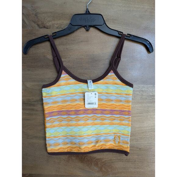 Free People Movement Camisole Top Womens M-L Brown Yellow Brown Papaya Combo - Picture 1 of 3